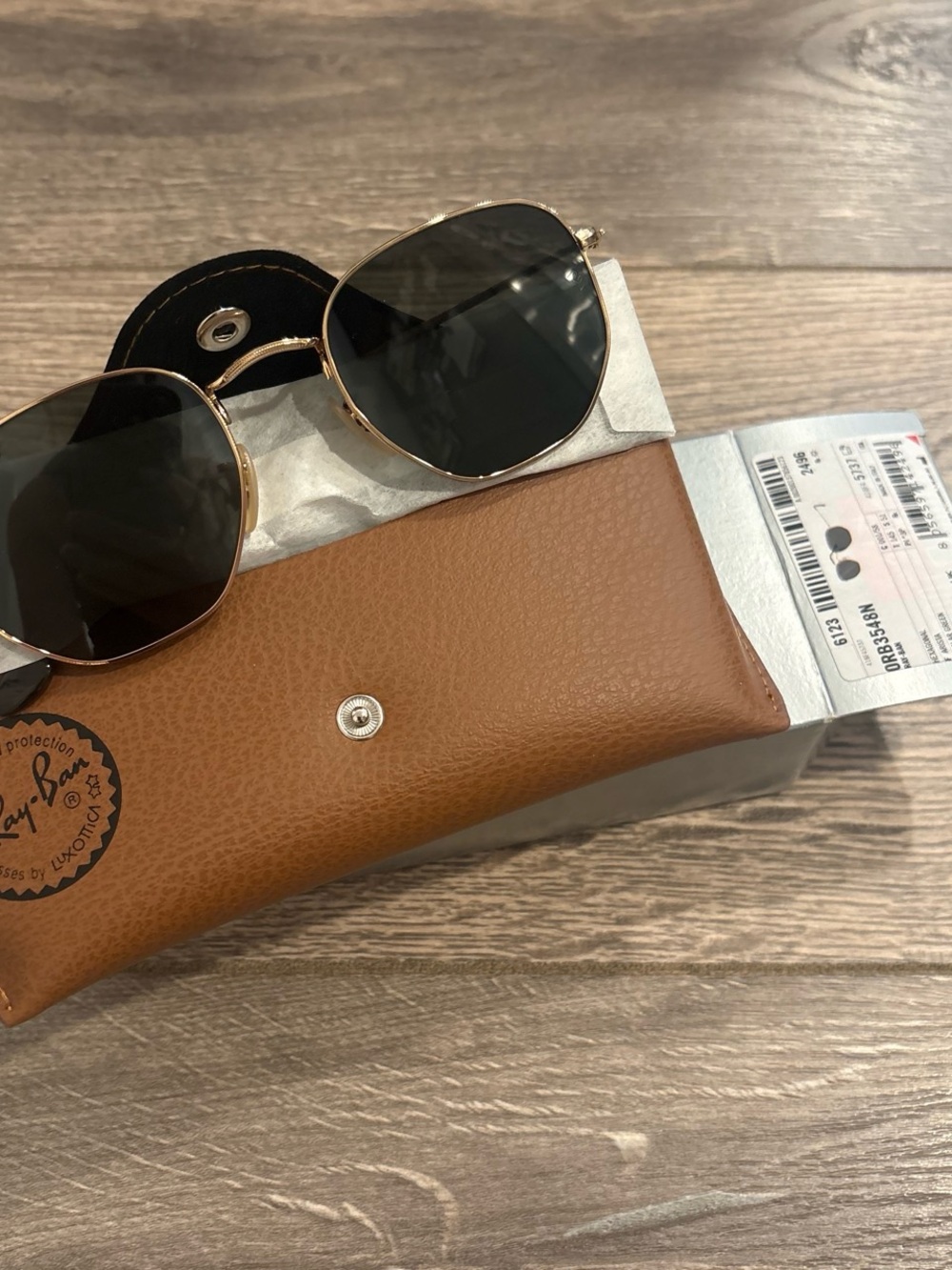 Ray-Ban Hexagonal Gold Frame Sunglasses